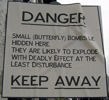 Butterfly bombs sign