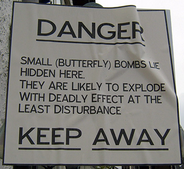 Butterfly bombs sign Butterfly bombs sign